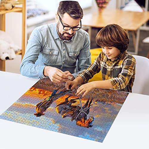 Najiaxiaowu Wooden 1000 Pieces Jigsaw Puzzles For Adults, Elderly Or Kids, Western Cowboy Rider Prairie Wind Flower Puzzle For Family Parent-Child, Art Decorations Diy Game Toy For Friend, Wife, Mom #TOP4