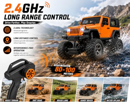 Image of RC Car 1 /18 Scale 4WD Remote Control Monster Truck(Multicolor) | 25Km /H High Speed, Brushless Motor, Big Foot Off Road, Bluetooth, Electric Vehicle, For Adult Kids