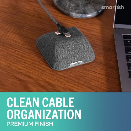 Image of Smartish Magnetic Cord Holder - Cable Wrangler Organizer with Magnet Clips for Charger Management on Desktop, Nightstand for USB-C + Lightning - No 2 Pencil Gray