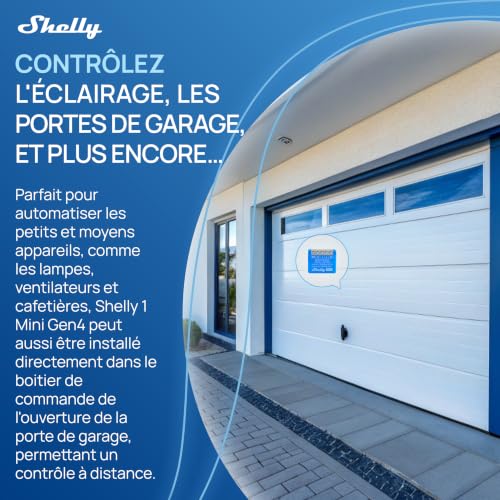 Shelly 1 Mini Gen4 - Micromodule interrupteur Matter, Zigbee, Wi-Fi, 1 Canal 8A, Contacts secs, Ouvre-porte de garage connecté, Contrôle app, Compatible avec Apple Homekit, Alexa, Google - Lot de 2 – vue 6