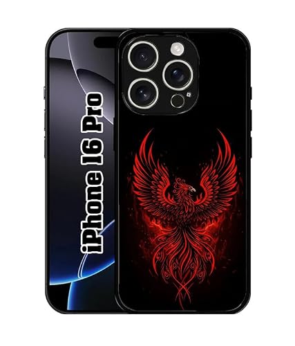 SATYA MART Fire Bird, Premium Printed 2D Metal Back Case for iPhone 16 Pro |Soft TPU Sides, Anti-Skid Grip, Shockproof Slim Fit, Full Body Protection Designer Cover-321
