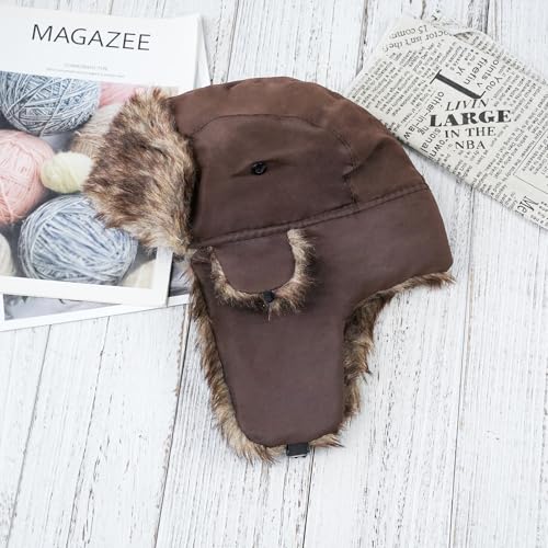 Image of ONWAY Trapper Hat Winter Hats for Women Men with Faux Fur Ear Flaps