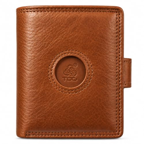 Image of TDG Top Grain Leather Trifold Wallet for Men, Saddle Brown