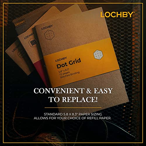 Lochby Field Journal, Planner, Sketchbook - Waxed Canvas - Water Resistant Cover - Stout Pen Loop - Multiple Pockets, Colors & Refill Options - Stylish & Durable For Journaling And Writing - For Men / Women - 6.75” X 9.75” X 1” - (Brown) #TOP5