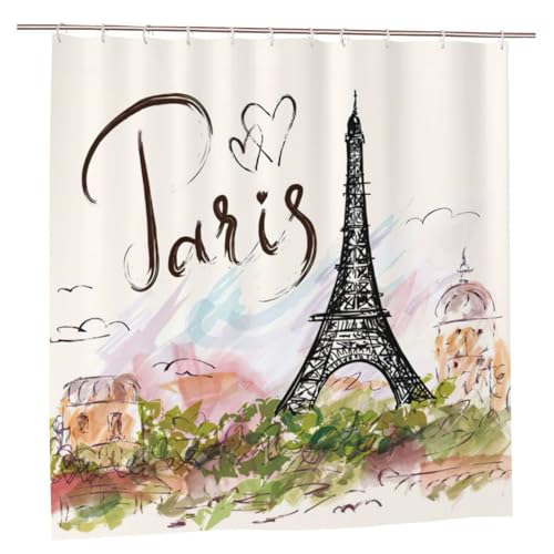 Rideau de douche polyester avec bouton-pression accessoire bain inox