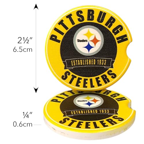 image for Fan Creations Pittsburgh Steelers Set of 2 Car Coasters Removable Abso