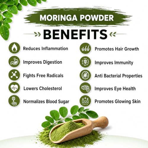 Image of Neutraleaf Organic Moringa Powder | Drumstick Leaves Powder for Immunity | Rich in Iron, Calcium & Plant Protein | Superfood for Hair Growth & Glowing Skin | Non-GMO, Vegan | Resealable Bag | 200g