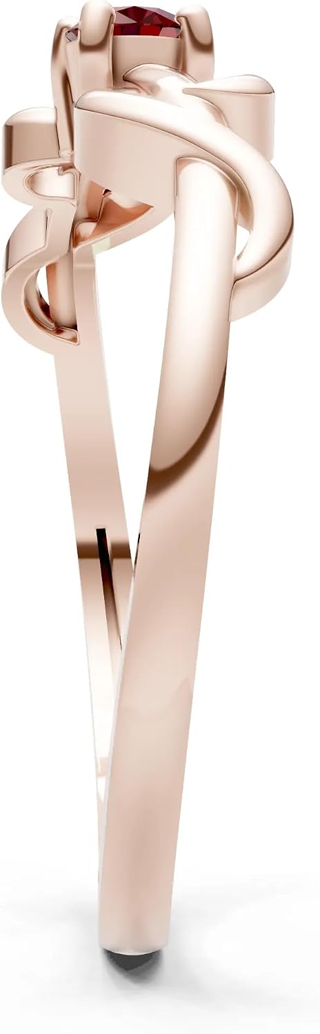 PEORA Round Cut Garnet Stackable Band Available in Solid 10K, 14K or 18K Ring – White, Yellow or Rose Gold