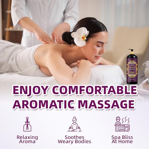 Pjordo Aromatherapy Lavender Massage Oil for Skin, 296ml Relaxing Body Massages Oil for Massage Therapy, with Grape Seed, Sweet Almond & Jojoba, Spa Quality Oils for Soothing, Calming - Image 5