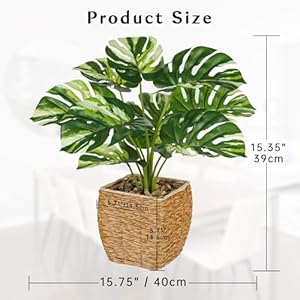 Briful Fake Plants Potted Variegated Monstera Artificial Plants Indoor Realistic Greenery Faux Plants in Square Plastic Rattan Baskets for Home Decor Farmhouse Office Weddings Briful Fake Plants Potted Variegated Monstera Artificial Plants Indoor Realistic Greenery Faux Plants in Square Plastic Rattan Baskets for Home Decor Farmhouse Office Weddings