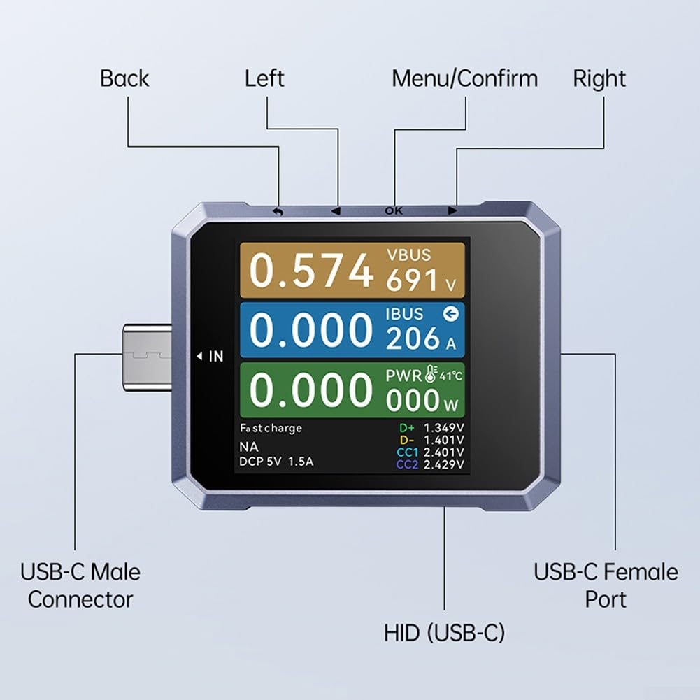 FNB-C2 USB C Tester 240 Watt Power Meter für Schnellladetester PD QC Protokoll Analyse Kabelqualität Prüfung