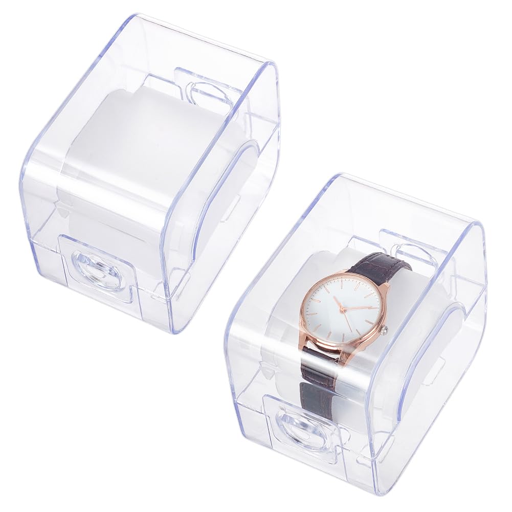 PH PandaHall Scatola Portaorologi In Acrilico Con Base In Legno – Singolo Espositore Trasparente 11,8x11,8x13,1 Cm Per Orologi E Gioielli