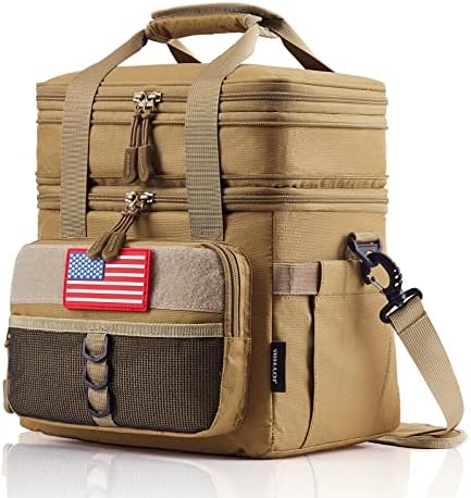 JOYHILL Tactical Lunch Box for Men, Double Deck Expandable Insulated Lunch Bag, Large Durable Thermal and Cooler Bag for Adult, Modern Leakproof Bag for Adult Work, Camping, Picnic, Sandy