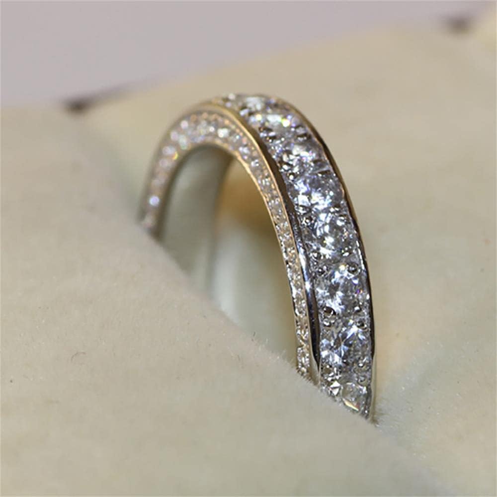 925 Sterling Silver Shiny Full Diamond Gemstone Ring Cubic Zirconia Rings Cocktail CZ Diamond Ring Eternity Engagement Wedding Band Ring for Women (US Code 9) - Image 3