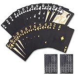 KINGTLE 2 Barajas de Naipes Resistentes al Agua de Plástico, Diseño Elegante para Póquer, Juegos y Fiestas (Negro 2PCS)