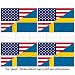 USA Stany Zjednoczone Ameryki i Szwecja Amerykańsko-Szwedzka flaga 2" (50 mm) winylowe naklejki na zderzak kask, kalkomanie x4