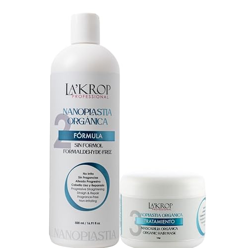 LAKROP NANOPLASTIA ORGANICA 500ML QUERATINA TRATAMIENTO CABELLO - KERATINA PARA ALISAR EL PELO, PARA CABELLO SECO Y MALTRATADO - KERATINA ORGANICA
