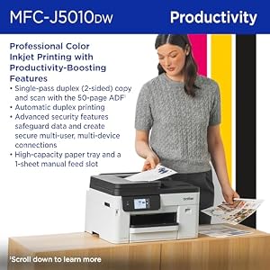 Brother INKvestment 5010 Wireless Color Inkjet All-in-One Printer with Automatic 2-Sided Copy & Scan with 2.7” Color Touchscreen (MCF-J5010DW) — photo 5 of 6