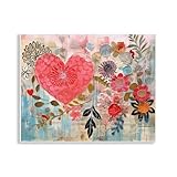 Stupell Industries Playful Heart & Flowers Wall Plaque Art Design by LSR Design Studio, 14 x 11