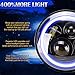 DOT Approved 7 Inch LED RGB Headlight,7” Round DRL Headlamp Flashing RGB Angel Eye Halo Ring+ 4