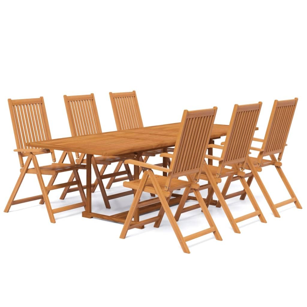 Set Jardin 7 Piezas Mesa Extensible 160-240 cm Acacia | Sillas Plegables 5 Posiciones, Madera Maciza, Aceitada, Max 110 kg por Asiento