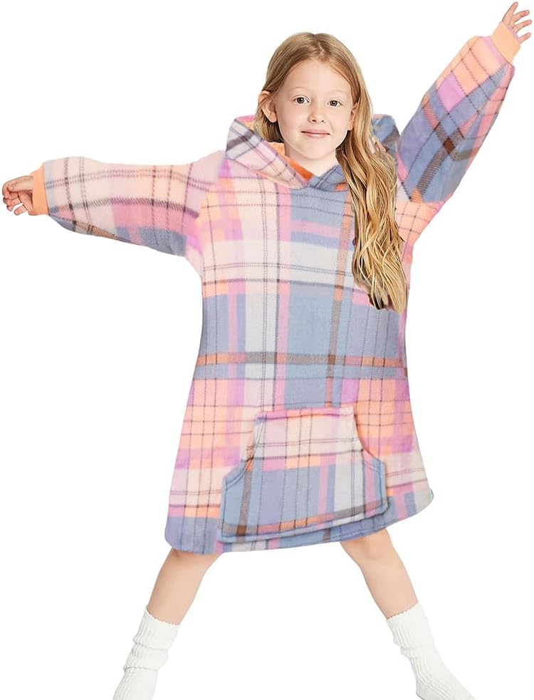 Items Deal with Übergroße Kinder Kapuzenpullover Mädchen Hoodie Jungen Sherpa Sweatshirt Decke Plüsch Kapuze Weiche Warme Kuscheliger Pullover für Kinder Teenager Studenten Large Heat