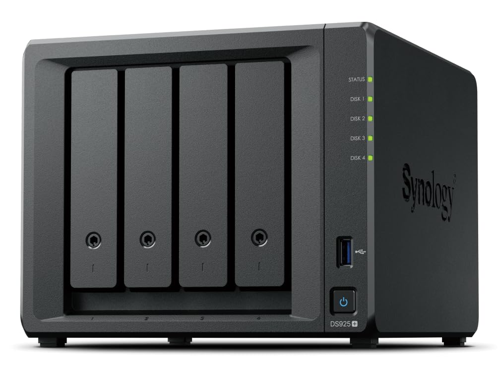 DiskStation DS925+ 4-Bay NAS 32TB Combo with 4X 8TB SATA HDDs, 4GB RAM