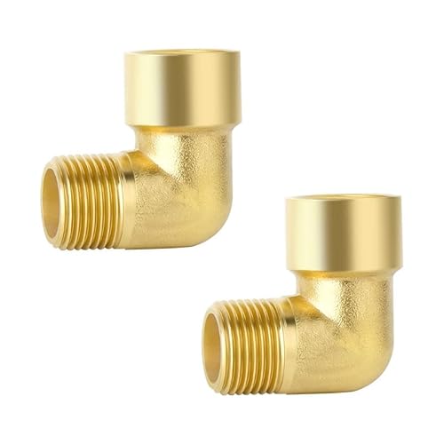 2Pcs 12mm Brass Barbed Connector 90 Degree Elbow 1/4 BSP Male X 1/4 BSP Female - Heavy Duty Fuel/Hose Splitter, Universal Gas/Water/Oil Fittings for Garden/Irrigation/Boiler Systems