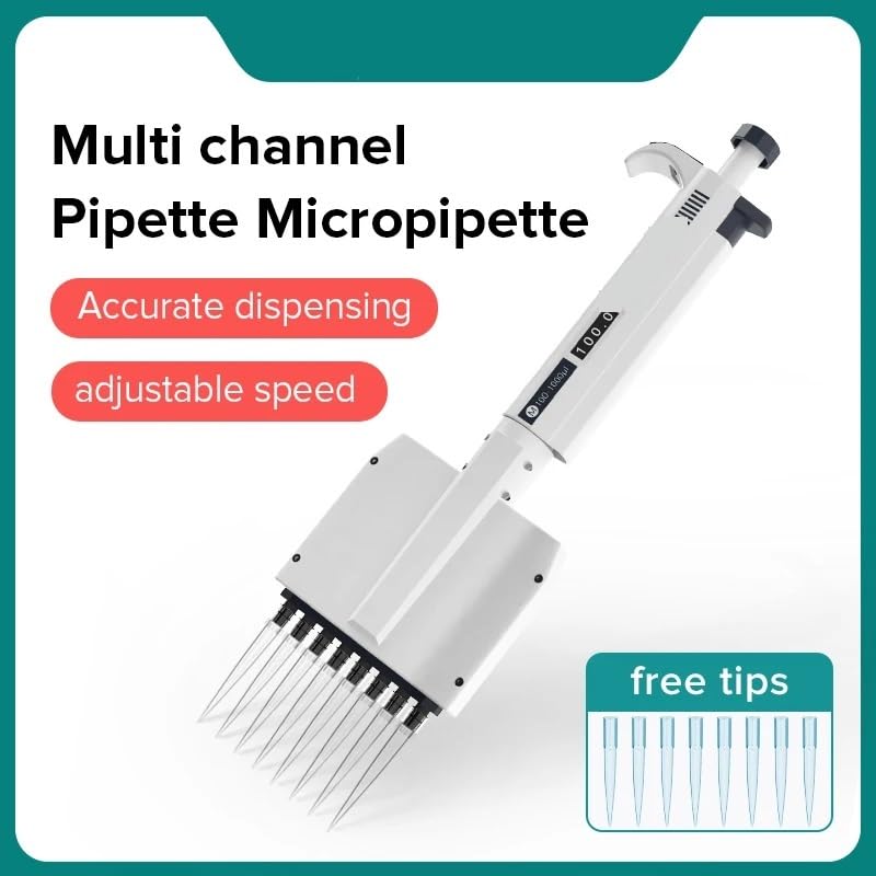 Pipeta, Pipeta de 8 canales Pipeta multicanal de 12 canales Micropipeta digital ajustable manual de laboratorio(8 Channels 5-50ul)