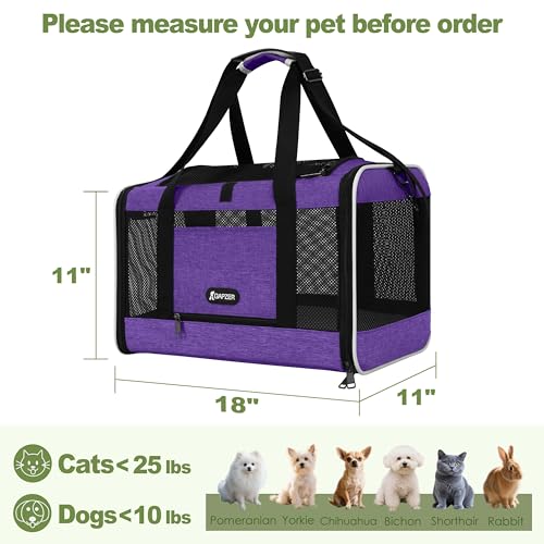 GAPZER Per Carrier for Cat 18x11x11 Inch FAA Complaint, Kitten Taxi Top Load Soft Cloth Bag, Small Animal Portable in Cabin Crate Shih Tzu Dog Kennel Carry Case, 4-Sided-Ventilated Kitty Purse Purple by GAPZER - Used condition - Image 2
