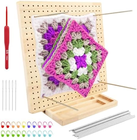 11" Crochet Blocking Board, Bamboo Granny Square Blocking Board f...