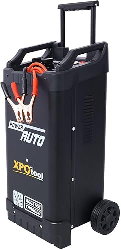 Miniatura 7 de Cargador de batería con ruedas de 12 V24 V y arrancador del motor, arrancador de 300 A con modos de impulso de 35 A, control manual, pantalla de