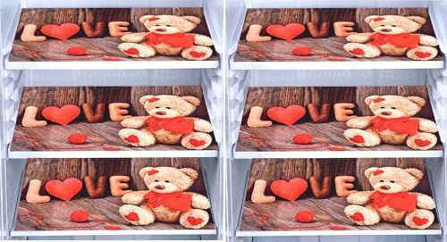Image of Refrigerator Drawer Mat /Fridge Mat Set of 6 Piece (11.5 X 17.5 Inches) (Teddy)