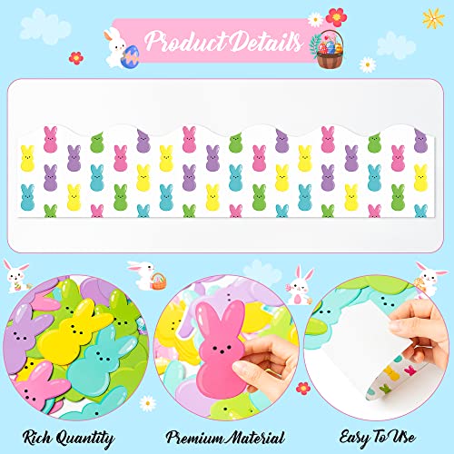 AwserTantue Easter Hello Peeps Cutouts - 108Pcs Hello Peeps Cutouts Bulletin Board Set Bunny Easter Day Trim Border Bulletin Board School Classroom Nursery Blackboard Door Wall Decor Kids DIY Craft - Thumbnail 3