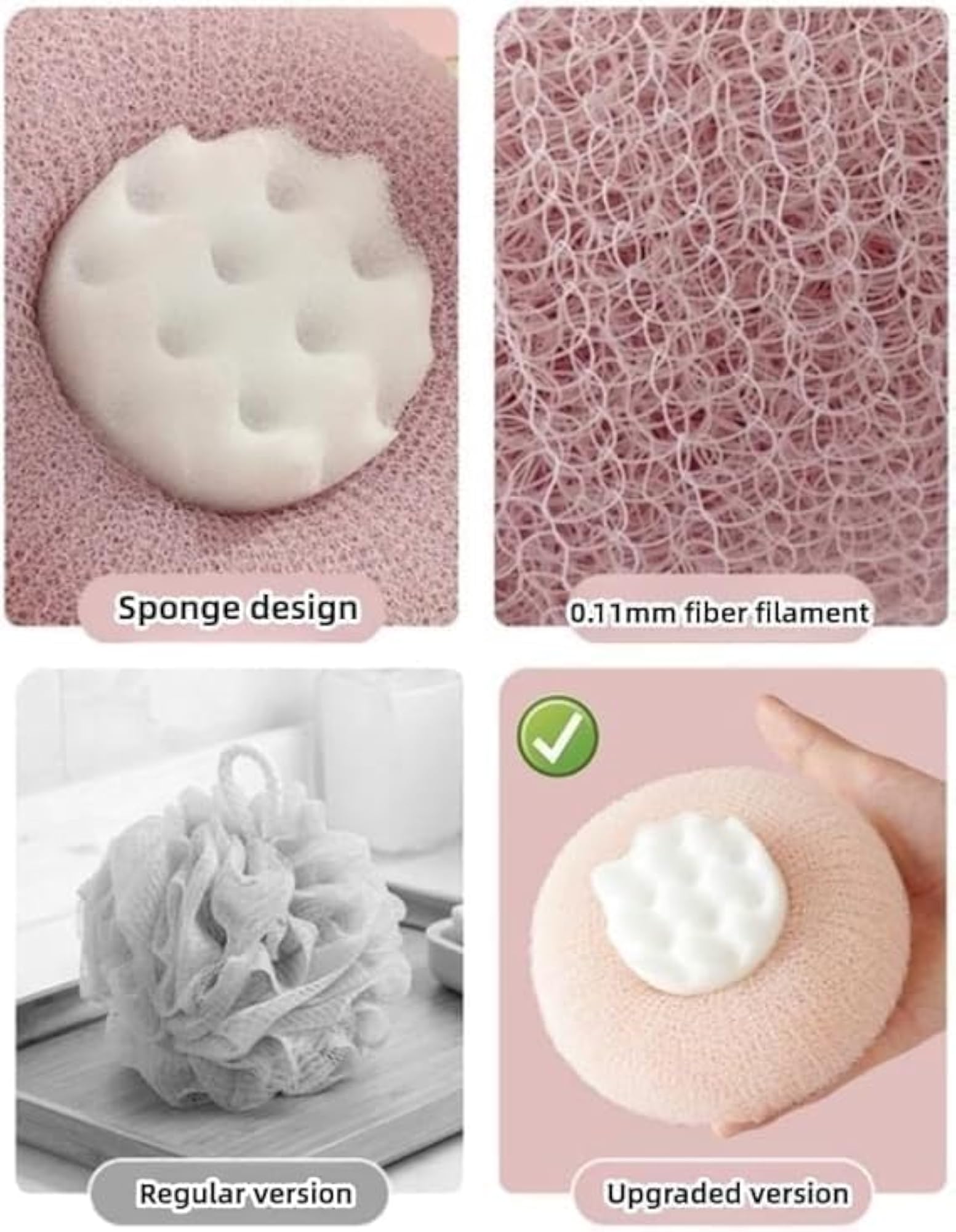 Bath Sponge Cleaning Brush with Suction Shower Loofah