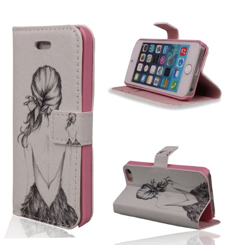 TRURENDI Vintage Retro Paris Eiffel Tower Girls Cute Animal Painted Art Series PU Leather Wallet Flip Case Cover with Card Slots Magnetic Snap for iPhone 5/5S (Back Girl) TRURENDI Vintage Retro Paris Eiffel Tower Girls Cute Animal Painted Art Series PU Leather Wallet Flip Case Cover with Card Slots Magnetic Snap for iPhone 5/5S (Back Girl)