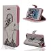 TRURENDI Vintage Retro Paris Eiffel Tower Girls Cute Animal Painted Art Series PU Leather Wallet Flip Case Cover with Card Slots Magnetic Snap for iPhone 5/5S (Back Girl)