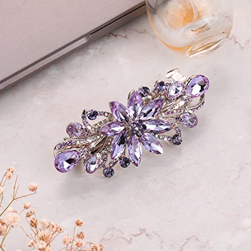 Wllhyf Flower Hair Clips, Vintage Rhinestone Style Barrettes, Luxury Jewelry Design Hairpin, Metal Spring Hair Barrette Clips, Hair Accessories For Women Girls (Purple) #TOP6