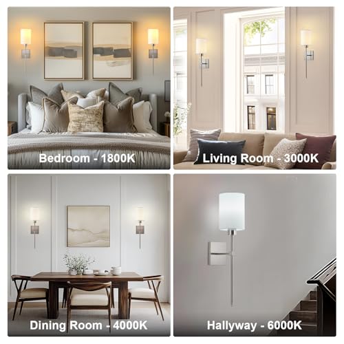 Image of Battery Operated Wall Sconce Set of Two,Wireless Rechargeable Wall Lights With Remote Control,Dimmable,4 CCT,RGB,Timer,Cordless Decor Lighting for Living Room, Bedroom, Entryway,Nickel,23.6 Inch