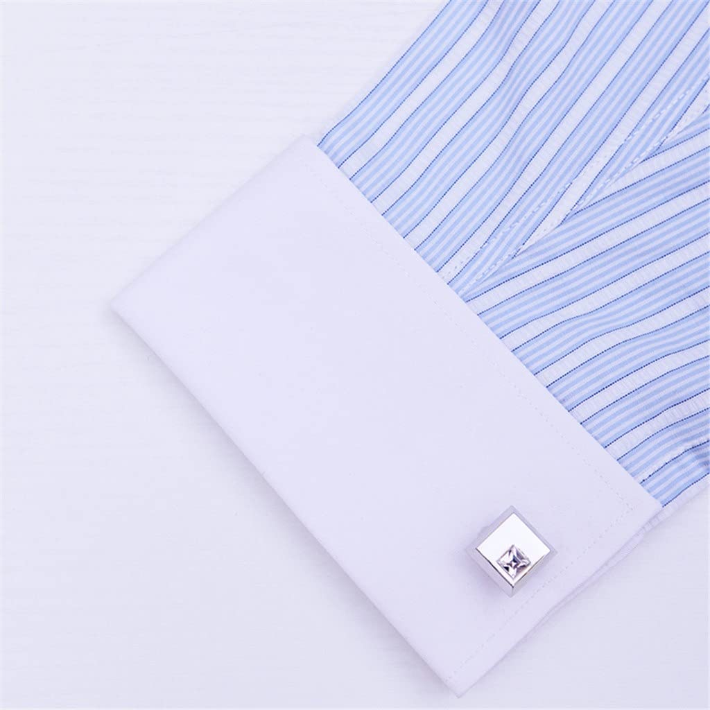 Gemelos Buen Clip de Corbata para alfiler de Corbata para Hombres Barras de Corbata de Cristal Blanco Gemelos Juego de Pasador de Corbata Invitados