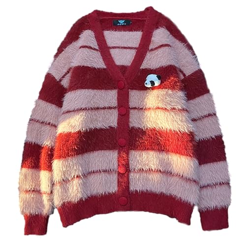 Cardigan tricoté Y2K pour homme et femme manches longues col en V