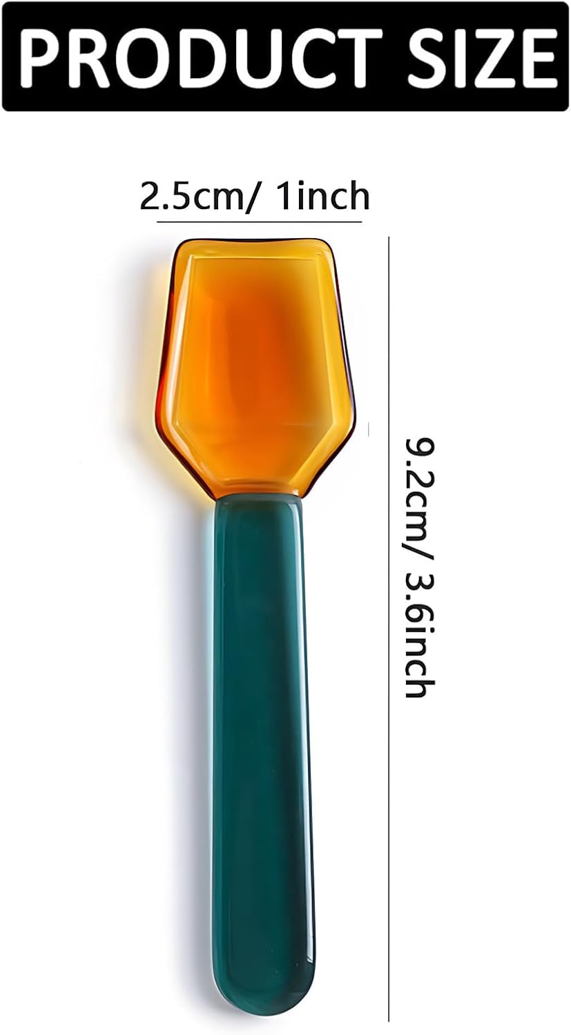 6 Pcs Glass Spoons for Coffee Teaspoons 3.6 inch Heat Resistant Coffee Stirrers Ice Tea Spoon Glass Mixing Spoon for Tea SugarHome Bar Party (6 Color)