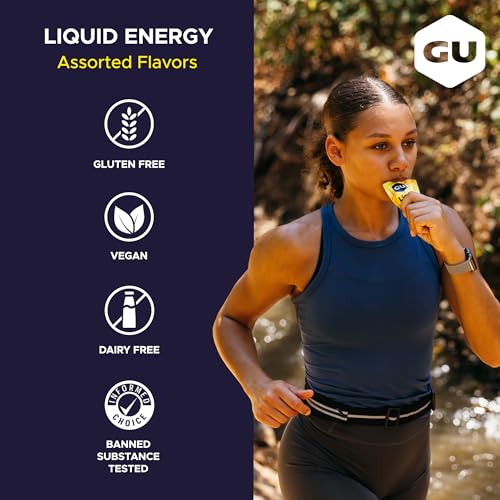 Image of GU Energy Liquid Energy Gel With Complex Carbohydrates, Vegan, Gluten-Free and Dairy-Free On-the-Go Energy for Any Workout, 12-Count, Assorted Flavors