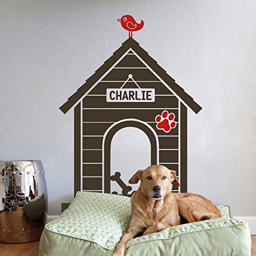 WallsUp Nombre Personalizado para Pared de casita de Perro Mascota de Pared gráfico Mural de Vinilo casa Arte decoración, Vinilo, A, 39" hx28 w