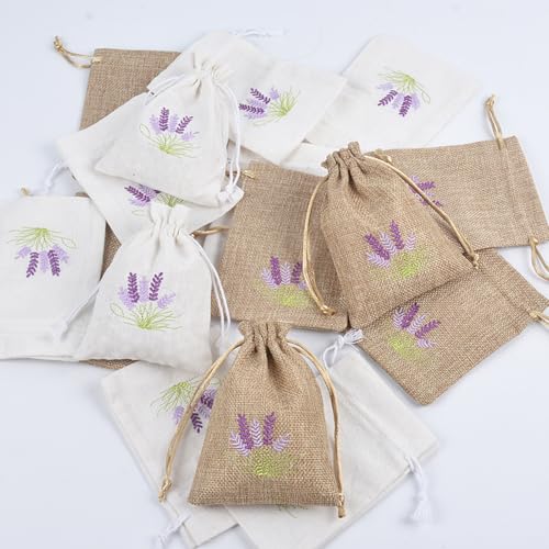 Pack de 12 Bolsas de Algodón y Lino con Cordón Lavanda miniatura 6