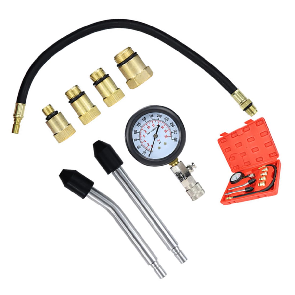 Cabilock Car Compression Tester Kit Multi-Function Cylinder Pressure Gauge for Automotive and Motorcycle Use Includes Adapters for Precision Pressure Measurement