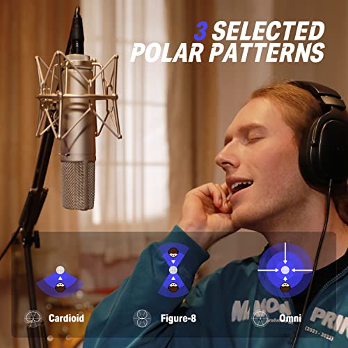 Donner Dc-87 Xlr Condenser Microphone, 25.4Mm Large Diaphragm Studio Microphone, 3 Polar Patterns Recording Mic For Streaming, Podcasting, Broadcast, Vocals, Instrument, Classic Design #TOP2