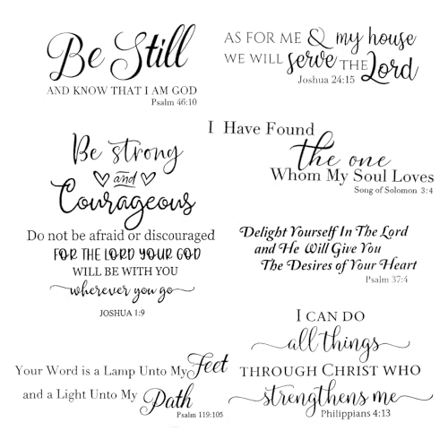 ElevateTech 7 Pcs Bible Verse Wall Stickers Inspirational Quote Wall Decals Religious Motivational Scripture Sticker Peel and Stick Bathroom Walls Art for Living Room Office Bedroom