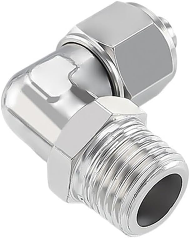 Pneumatic Rotary Fitting Elbow Push-in Connector - Precision Threaded Pipe Adapter for Metal Tube Joint, 1 Piece(10mmx1/4inch)