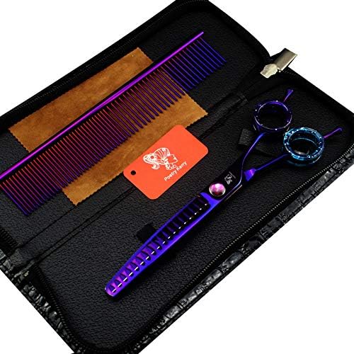 high-end Professional pet Care 7.0 inch pet Scissors 440C Steel Multicolor optional (Purple Fish Bone Scissors)